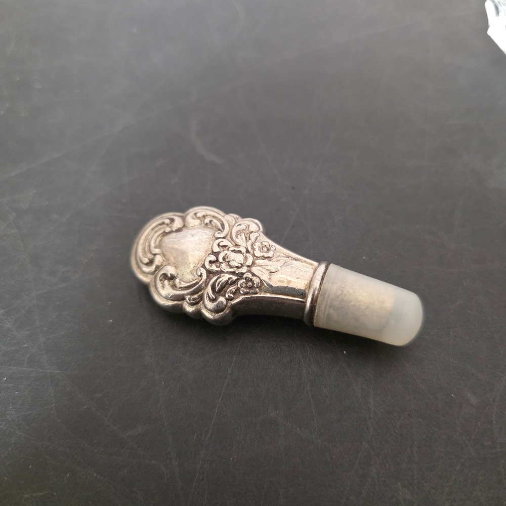 Irice Vintage Glass Perfume Bottle Pink Rose Stopper Extra Silver Dauber Decor - Picture 2 of 12